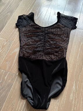 Elevé Dancewear | Charlotte Leotard | Flocked Black Dot in L